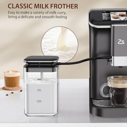 Touchscreen black espresso machine with grinder — photo 3